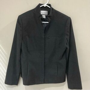 Vntg Nine West Charcoal Grey Blazer Lined Sz 8 Zip Front 9 West Career Academia